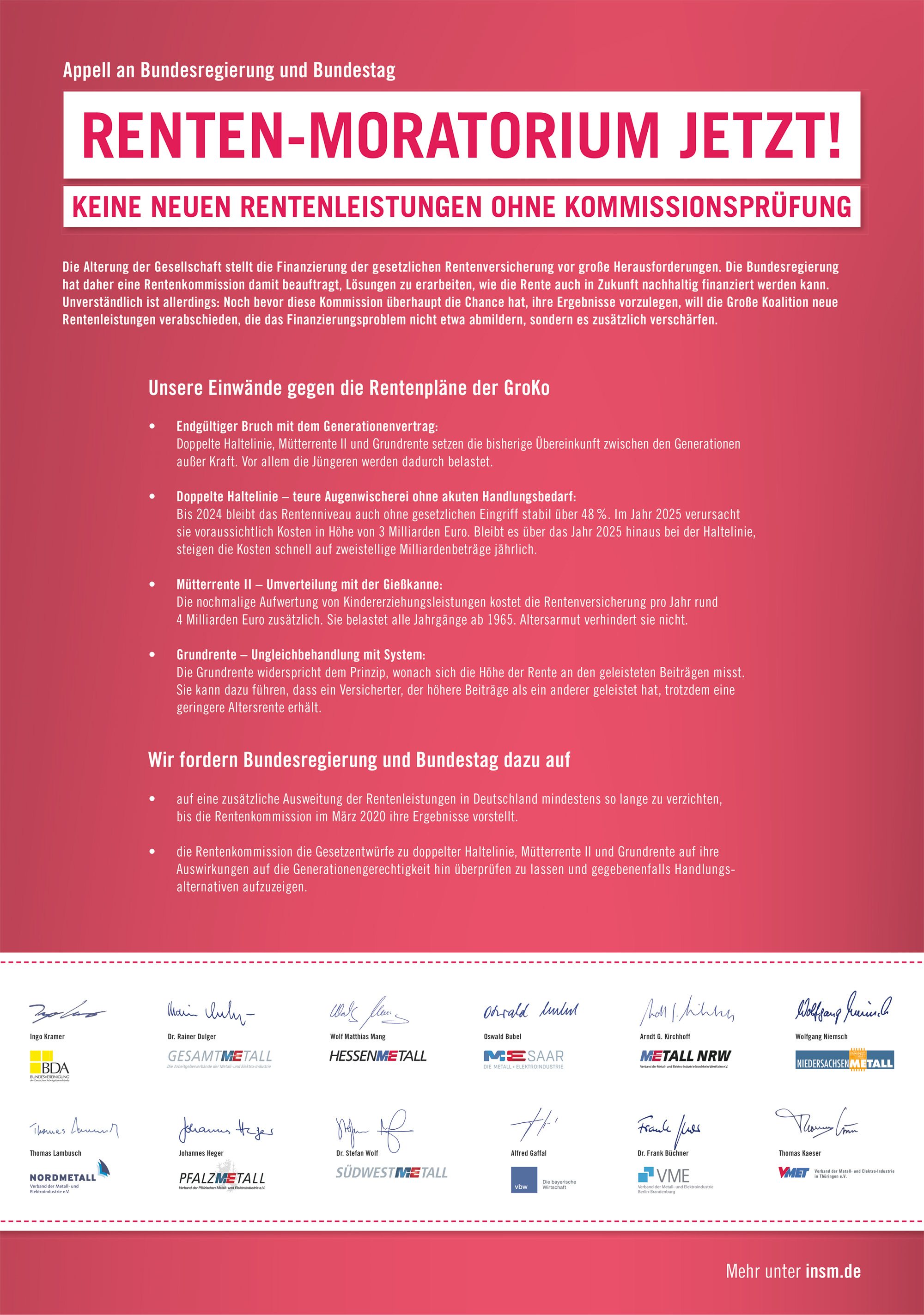 INSM Anzeige Rentenmoratorium